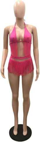 المرأة مثير شرابة بيكيني Coverups 3 قطعة وتتسابق الصيف الرسن سلسلة المايوه مثلث بيكيني مجموعات in Kuwait