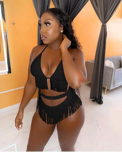 المرأة مثير شرابة بيكيني Coverups 3 قطعة وتتسابق الصيف الرسن سلسلة المايوه مثلث بيكيني مجموعات in Kuwait