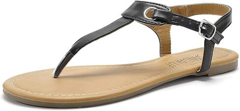 صندل نسائي مسطح من SANDALUP بحزام على شكل حرف T مع إبزيم in Saudi Arabia