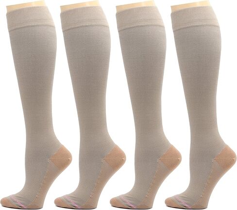 جوارب نسائية مضغوطة من النحاس العلاجي المتدرج من دكتور موشن، شريط غير مربوط، درزات ناعمة عند أصابع القدم، 4 أزواج in Kuwait