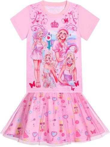 RAAIBB Princess Peach Shirt Skirt Costume for Girls Kids Princess Dress Up Summer Outfit Birthday Party in Kuwait