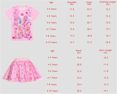 RAAIBB Princess Peach Shirt Skirt Costume for Girls Kids Princess Dress Up Summer Outfit Birthday Party in Kuwait