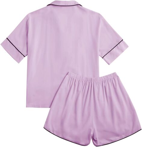 LYANER Women's Cotton Pajamas Set Buttons Short Sleeve Shirt with Shorts Set PJs Loungewear in Saudi Arabia