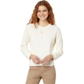 تي شيرت نسائي من Madewell Waffle Knit Boxy - مناسب على شكل مربع - حاشية شريطية - نسيج قطن 100٪