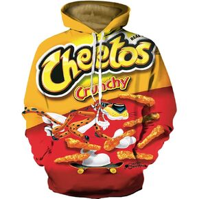 Rainbow Town Unisex Cartoon Leopard Pattern Hoodies Food/Snacks Hooded Tops Sweatshirt for The Young S-3XL