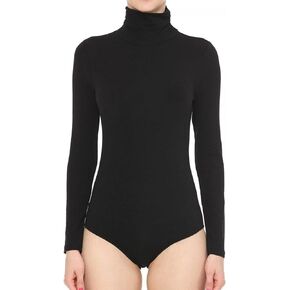 FashionMille Women's Sexy Mock Turtle Neck Long Sleeve Slim Fit Tops Bodysuit Jumpsuit