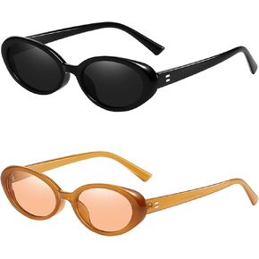 Onrtry Vintage Small Oval Sunglasses for Women Men 90s Sunglasses Narrow Eyeglasses UV400 Protection 2 Pack in Saudi Arabia