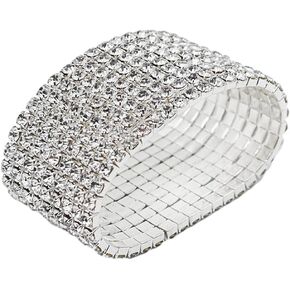 JSEA Ladies Rhinestone Bracelet Stretch Silver Tone Womens Elastic Bracelet Bangles Small Wrist Gold Tone in Kuwait