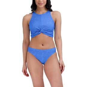 Spyder Women's Standard High Twisted Neck Bikini Quick Dry Removable Cup Adjustable Strap Hipster Bottom Swimsuit Set