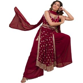 كورتا سارارا للسيدات من DREAMANGEL FASHION برقبة قارب من Zariwork Georgette مع وشاح in Kuwait