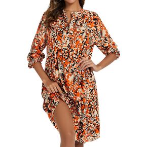 فستان نوم نسائي كاجوال من CzDolay مصنوع من القطن بأكمام طويلة مع جيوب in Kuwait