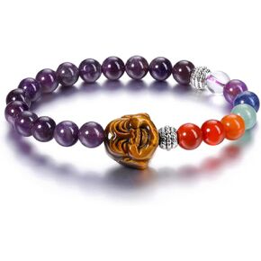 PESOENTH المرأة كريستال الخرزة سوار 7 شقرا جمشت حجر القلق حماية شفاء محظوظ تميمة بوذا سحر أساور الهدايا الروحية للرجال in Kuwait