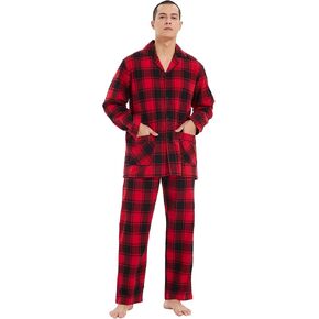 طقم بيجامة رجالي من kolipajam مصنوع من قطن الفانيلا بنسبة 100% بجزء سفلي مريح ومصبوغ بغزل مع جيوب وحزام خصر برباط شتوي للرجال in Kuwait