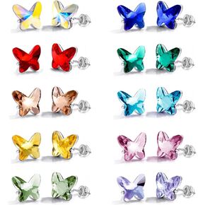 8/10 أزواج من الأقراط المرصعة بالذهب الأبيض/الذهب الوردي عيار 18 قيراط للنساء والرجال والفتيات - مع عمود من الفولاذ المقاوم للصدأ - مجموعة أقراط أوبال متعددة الأحجام للمراهقين in Kuwait