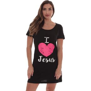 قميص ليلي للنوم من القطن بنسبة 100% من Just Love للنساء مع أقوال دينية