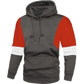 HYPESTFIT Mens Novelty Color Block Hoodie Fleece Pullover Casual Hooded Sweatshirt