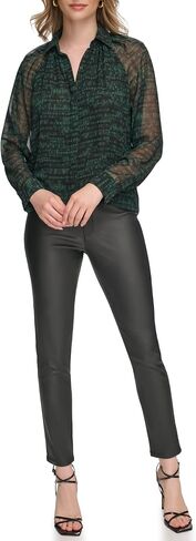 Calvin Klein Women's Printed Button Up Long Sleeve Blouse in Saudi Arabia