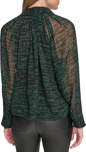 Calvin Klein Women's Printed Button Up Long Sleeve Blouse in Saudi Arabia