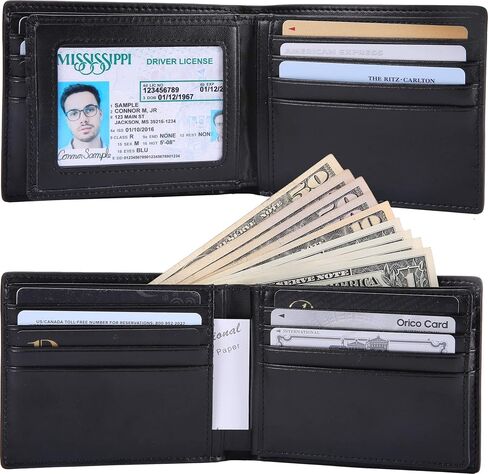 محافظ NUMBER.WU للرجال من ألياف الكربون والجلد الطبيعي للرجال بمحفظة ثنائية الطي معرف RFID بلوك محفظة ثلاثية الطي للرجال (أحمر - ألياف الكربون) in Saudi Arabia