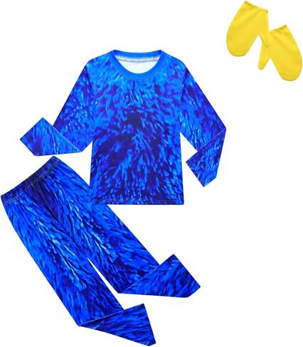 طقم تي شيرت وبنطال أزرق لزي الهالوين للأطفال من Ubeufun مع قناع وقفازات ملابس تنكرية للهالوين للأطفال in Kuwait