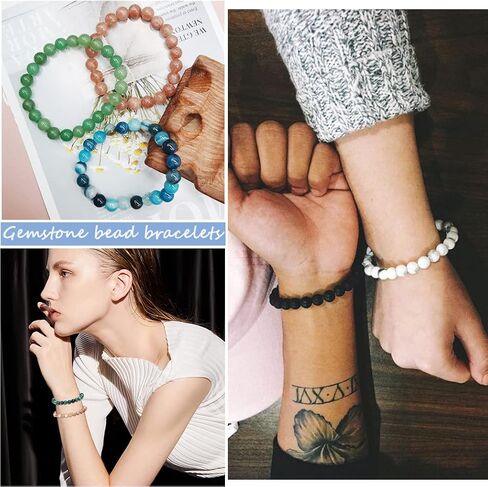 Jewdreamer 12 قطعة 8 مم سوار من الأحجار الكريمة شبه الكريمة شفاء كريستال حجر مطرز أساور للنساء والرجال للجنسين مجموعة أساور قابلة للتعديل من الخرز in Kuwait