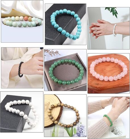 Jewdreamer 12 قطعة 8 مم سوار من الأحجار الكريمة شبه الكريمة شفاء كريستال حجر مطرز أساور للنساء والرجال للجنسين مجموعة أساور قابلة للتعديل من الخرز in Kuwait