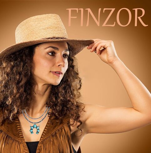 FINZOR 4Pcs Navajo Pearl Layered Necklace Western Faux Navajo Pearl Beaded Necklace Jewelry for Women Cowgirl in Kuwait