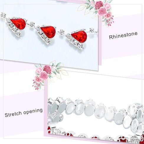 طقم مجوهرات من حجر الراين للنساء من كوكسيفا، طقم عقد واقراط بلون احمر بسيط على شكل مخلب للصديقة والزوجة والام والاخوات وتذوق النبيذ والهالوين والادوار والعطلة (4 قطع)، معدن،, معدن, كريستال in Kuwait