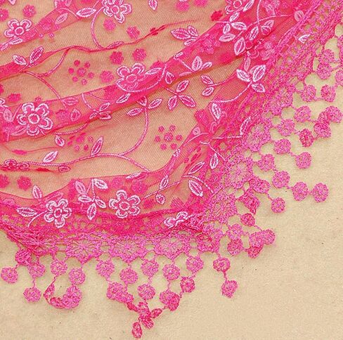 Minejin Women Hollow Lace Tassel Floral Print Triangle Mantilla Scarf 2Pack in Saudi Arabia