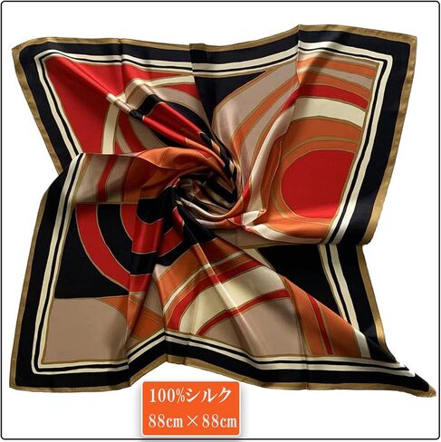 MARUYAMA Silk Scarf, 9085 "Stained Geometry, 35x35 in, square, 100% silk, Gift Cased, ST889085 in Kuwait