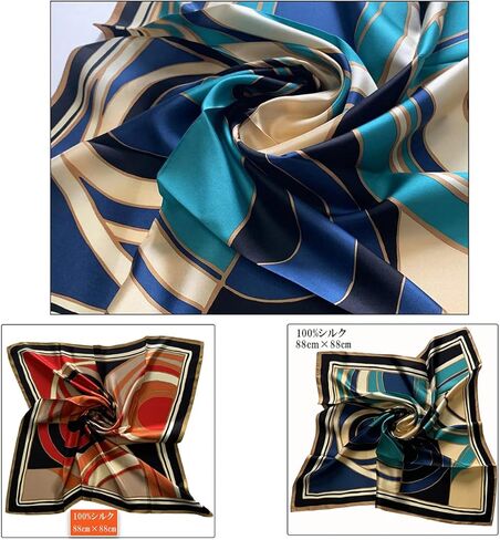 MARUYAMA Silk Scarf, 9085 "Stained Geometry, 35x35 in, square, 100% silk, Gift Cased, ST889085 in Kuwait