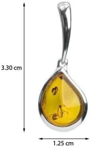 Ian and Valeri Co. Amber Sterling Silver Teardrop Pendant Necklace Rolo Chain 18 inch, Medium, Amber, Amber in Saudi Arabia