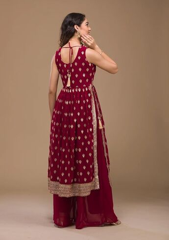 كورتا سارارا للسيدات من DREAMANGEL FASHION برقبة قارب من Zariwork Georgette مع وشاح in Kuwait