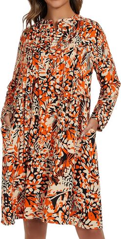 فستان نوم نسائي كاجوال من CzDolay مصنوع من القطن بأكمام طويلة مع جيوب in Kuwait