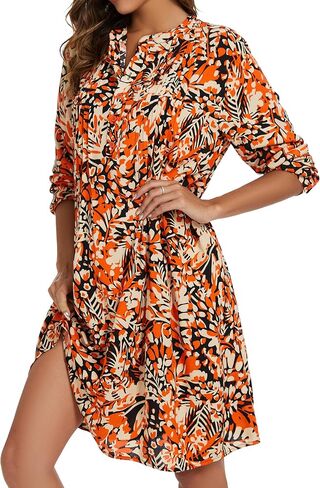 فستان نوم نسائي كاجوال من CzDolay مصنوع من القطن بأكمام طويلة مع جيوب in Kuwait