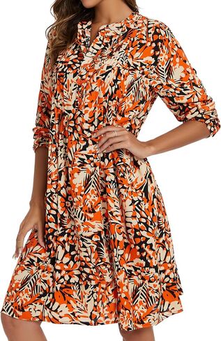 فستان نوم نسائي كاجوال من CzDolay مصنوع من القطن بأكمام طويلة مع جيوب in Kuwait