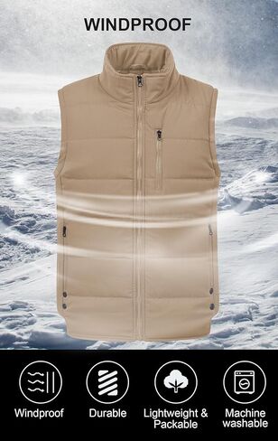 Chrisuno Men's Lightweight Winter Puffer Ski Vest Jacket Packable Outerwear in Kuwait