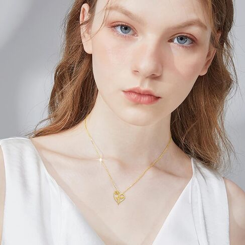KECHO Rose Necklace 14K Yellow Gold Love Heart Rose Flower Pendant Necklace Fine Jewelry Christmas Gifts for Mom Her Women Girlfriend in Saudi Arabia