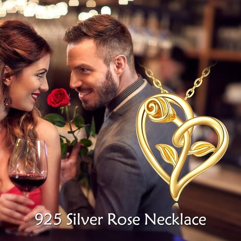 KECHO Rose Necklace 14K Yellow Gold Love Heart Rose Flower Pendant Necklace Fine Jewelry Christmas Gifts for Mom Her Women Girlfriend in Saudi Arabia