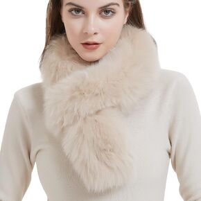 Bibury Khaki Real Fox Fur Scarf, Fur On Double Side , Cold Weather Neck Warmer,Winter Accessories in Saudi Arabia