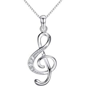 مذكرة موسيقية قلادة قلادة فضية مكعب زركونيا الموسيقى ملاحظة مجوهرات هدايا لمحبي الموسيقى النساء فتاة 18 بوصة in Kuwait