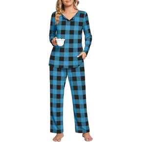 طقم بيجامة نسائي من syoss بأكمام طويلة وملابس نوم مكونة من قطعتين PJ Sets L-4XL in Kuwait