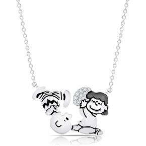 CRISLU Peanuts Charlie Brown & Lucy Football Necklace, 16-18" adjustable in Saudi Arabia