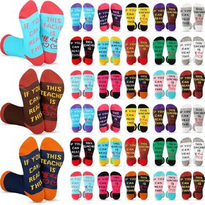 Xtinmee 30 Pairs Christmas Teacher's Gift for Holiday If You Can Read This Teacher Socks Teacher off Duty Socks Unisex Funny Teacher Appreciation Gifts for Women Men Teacher's Day Birthday in Saudi Arabia