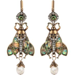 Moth Earrings, Gothic Dangle Baroque Pearl, Copper, Moonstone in Kuwait