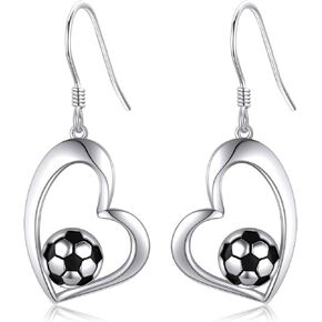 JERWLI Soccer/Basketball/Golf Earrings 925 Sterling Silver Sports Earrings Jewelry for Women
