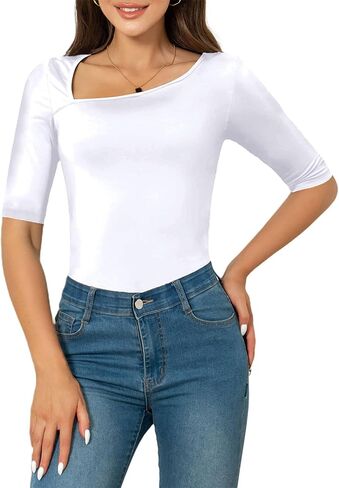 بدلة نسائية مثيرة بأكمام قصيرة من BBcoch، ملابس داخلية صيفية أساسية غير متماثلة وخط عنق غير متماثل in Kuwait