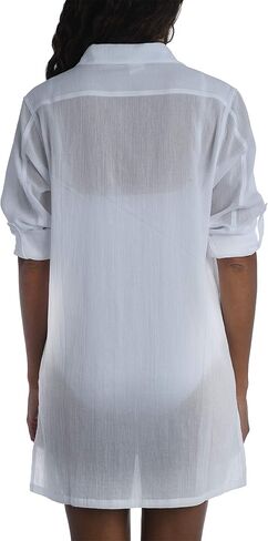 La Blanca Womens Camp Shirt Swimsuit Swimwear Cover Up, White, Medium US in Saudi Arabia