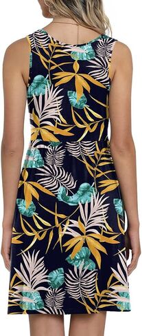CATHY Womens Casual Sleeveless Dress V Neck Wrap Tunics Dresses Loose Comfy Beach Sundress with Pockets in Kuwait