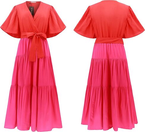 R.Vivimos Women's Fall Cotton Long Sleeves Irregular Polka Dot V Neck Casual Flowy Midi Dress in Saudi Arabia